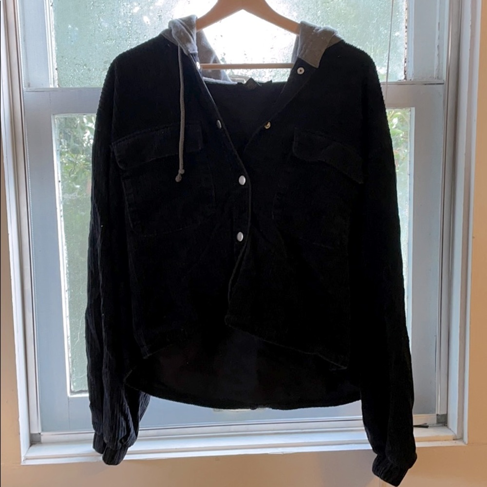 Cropped corduroy hoodie